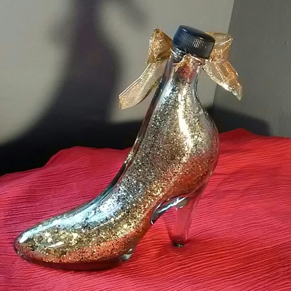 Glass gold glitter filled high heeled shoe - Picture 4 of 8